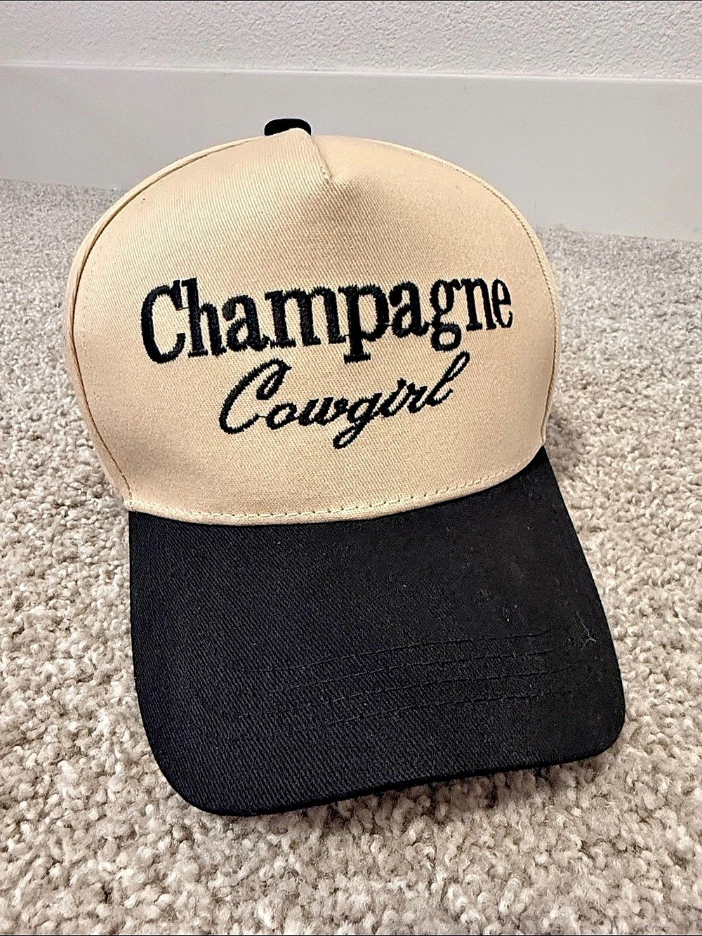 Social Statement Champagne Cowgirl Trucker Hat Black & Cream Brand New
